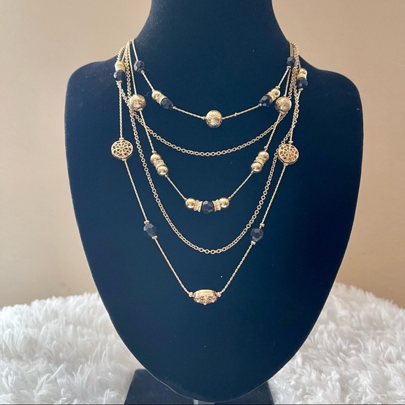 New York & Company Jewelry - 2/$20 New York & Company Black Five Row Beaded Necklace; BNWT